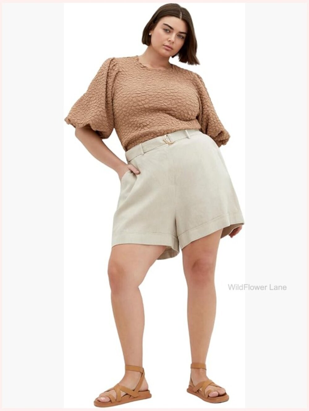 Women's Plus Size Bubble Texture High Neck Top - Balloon Sleeves Blouse